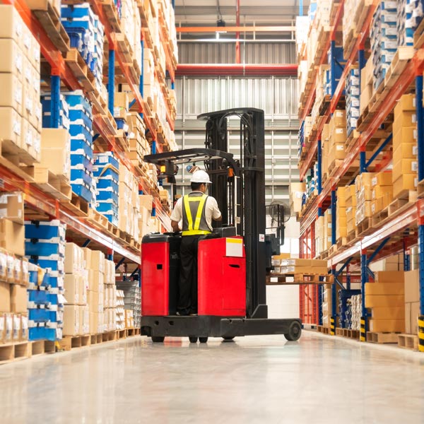 forklift in warehouse